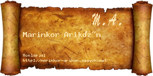 Marinkor Arikán névjegykártya